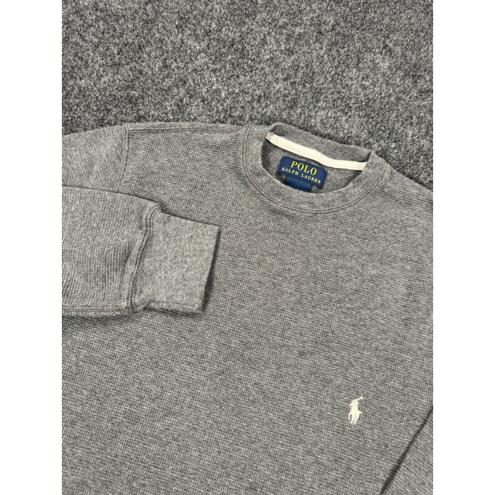 Polo Ralph Lauren Thermal Shirt Mens Small Gray Waffle Knit Pony Long Sleeve